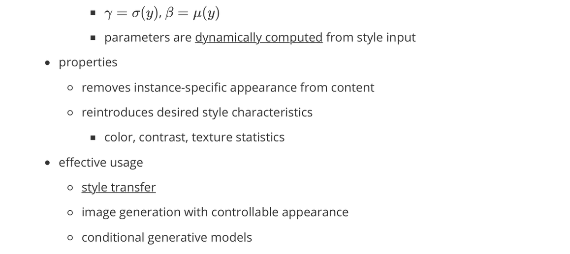 AdaIN — γ/β formula, properties, effective usage (page 6 top)