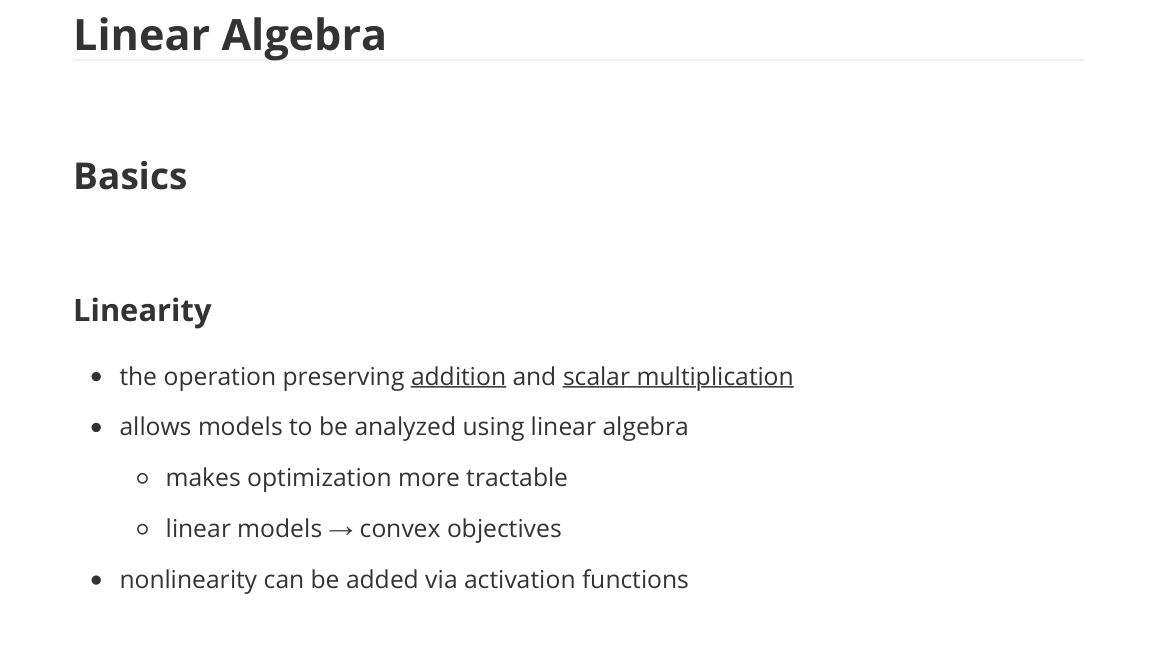 Linear Algebra Basics / Linearity