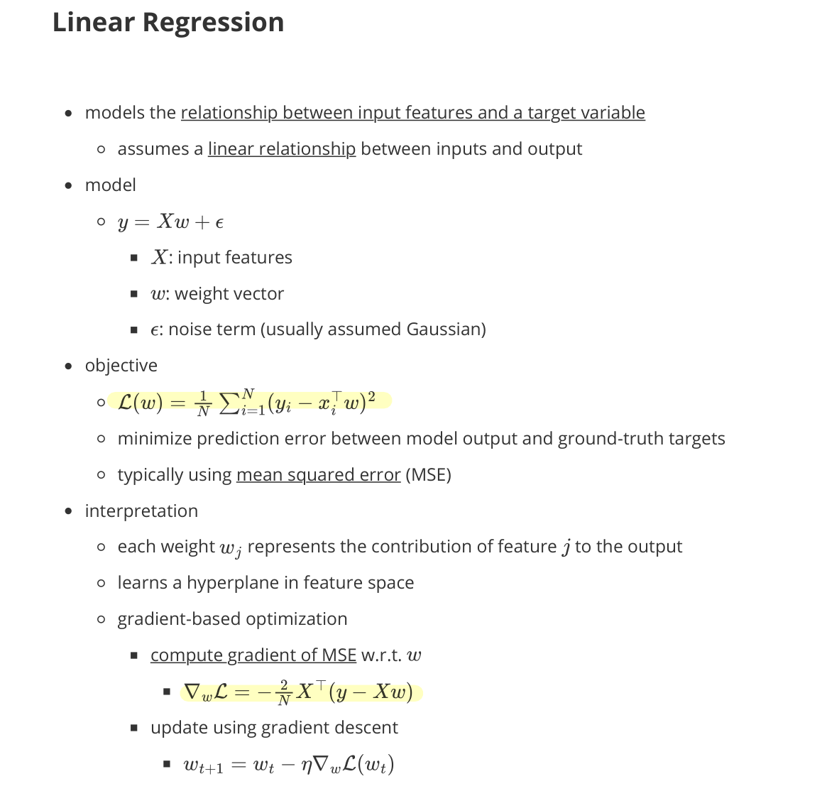 Linear Regression — model & objective