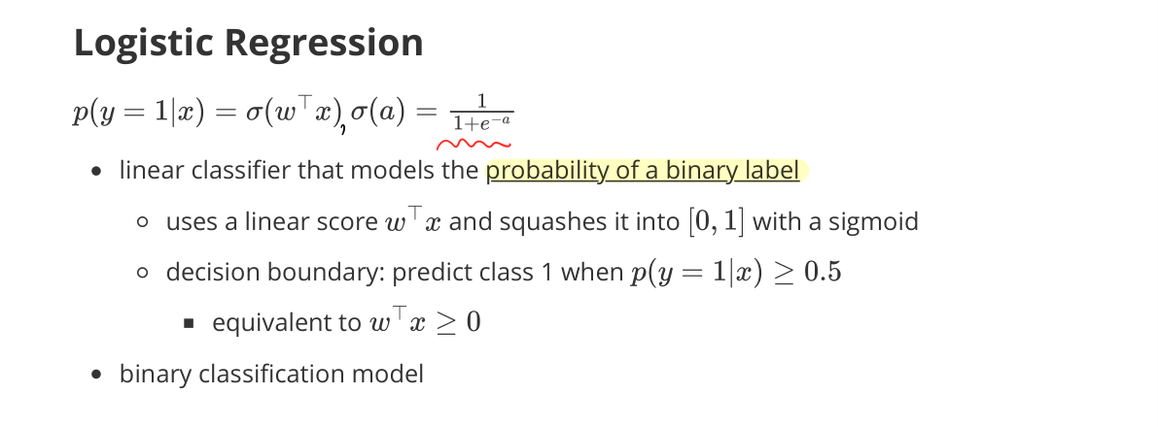 Logistic Regression — model, classifier, decision boundary (page 30 portion)