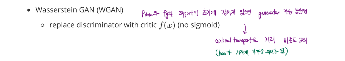 WGAN — section header, critic replacement, support-mismatch motivation (page 49 bottom)